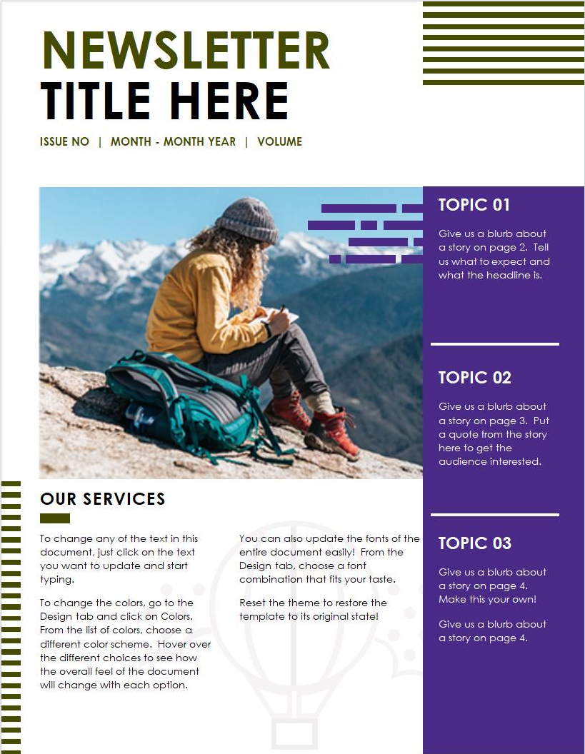 Screenshot Newsletter Microsoft Word