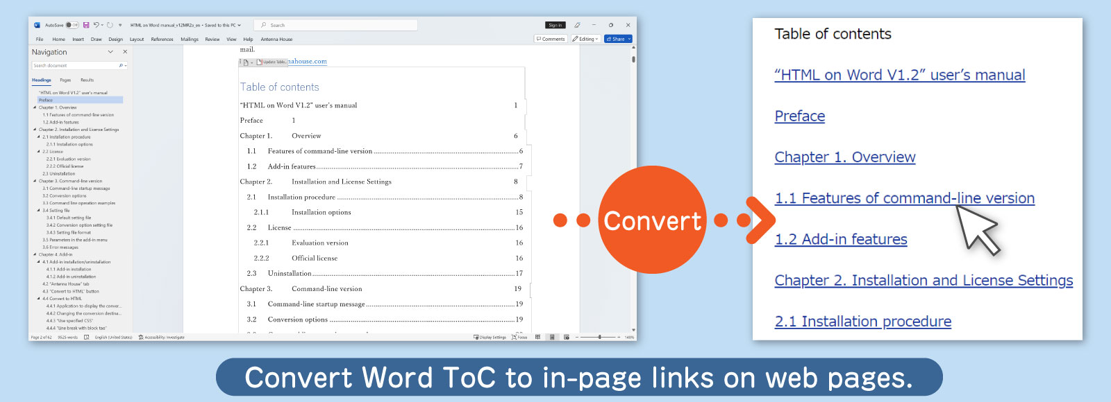 HTML on Word V2.0 Features: Word to HTML Conversion